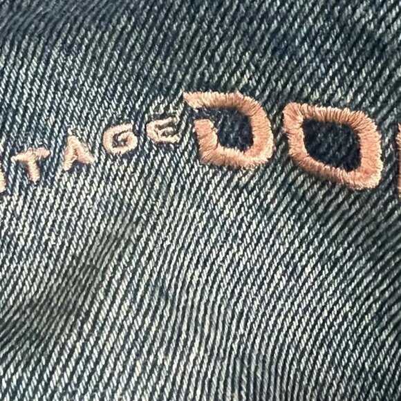 Vintage Don Men's Printed Logo Distress Hem Bootcut Denim Baggy Jeans Size 42 - Picture 7 of 9